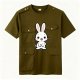 Cartoon Rabbit Print Military Green Cargo Pocket T-Shirt