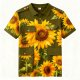 Sunflower Print Military Green Polo Collar Cargo T-Shirt