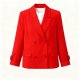 Red Double-Breasted Buckle-Cuff Blazer