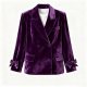 Purple Velvet Bow-Cuff Blazer