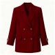 Burgundy Double-Breasted Blazer with Gold Belted Cuffs