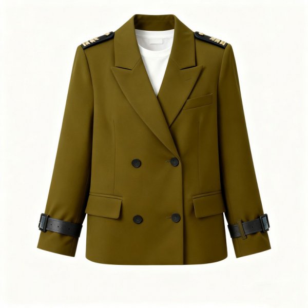 Olive Green Military-Style Blazer
