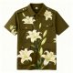 Lily Pattern Military Green Polo Collar Cargo T-Shirt