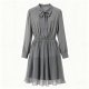 Chic Gray Peter Pan Collar Dress with Long Sleeves