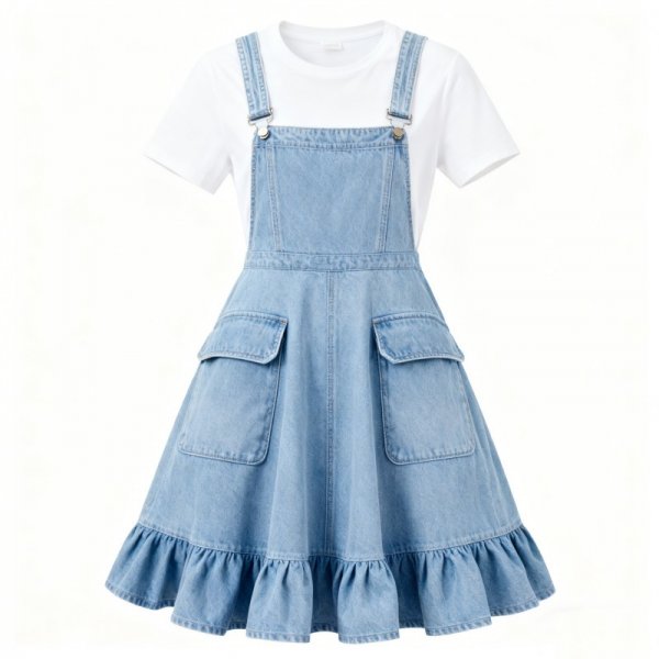 Light Wash Denim Overall Dress