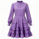 Purple Gingham Tiered Ruffle Dress