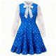 Blue Polka-Dot Dress with Lace Sleeves
