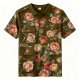 Rose Pattern Military Green Polo Collar Cargo T-Shirt