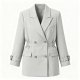 Light Gray Double-Breasted Blazer with Drawstring Waist